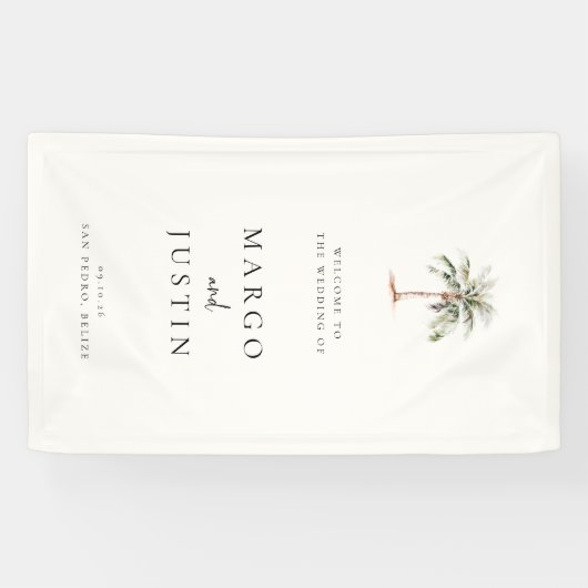 Palm Tree Beach Wedding Welcome 横断幕 (横)