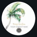 Palm Tree Business Logo Christmas Employeeスワッグ ラウンドシール<br><div class="desc">パームの木の水の色ビジネスのクリスマスの休日のステッカーカスタマイズは簡単にの"パーソナライズクリック"ボタン。</div>