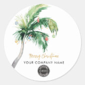 Palm Tree Business Logo Christmas Employeeスワッグ ラウンドシール (正面)