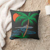 Palm Tree by the River | Tropical Sunset Art クッション (ブランケット)