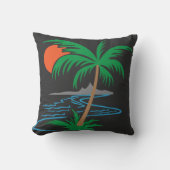 Palm Tree by the River | Tropical Sunset Art クッション (正面)