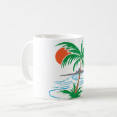 Palm Tree by the River | Tropical Sunset Art コーヒーマグカップ (正面左)