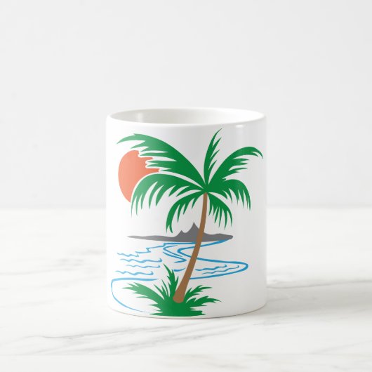 Palm Tree by the River | Tropical Sunset Art コーヒーマグカップ (中央)