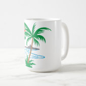 Palm Tree by the River | Tropical Sunset Art コーヒーマグカップ (正面右)