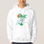 Palm Tree by the River | Tropical Sunset Art パーカ (正面)