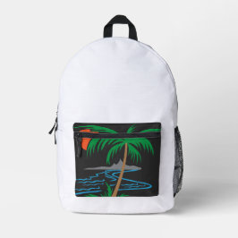 Palm Tree by the River | Tropical Sunset Art プリントバックパック