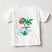 Palm Tree by the River | Tropical Sunset Art ベビーTシャツ (正面)