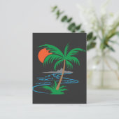 Palm Tree by the River | Tropical Sunset Art ポストカード (スタンド正面)
