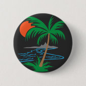 Palm Tree by the River | Tropical Sunset Art 缶バッジ (正面)