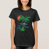 Palm Tree by the River | Tropical Sunset Art Tシャツ (正面)