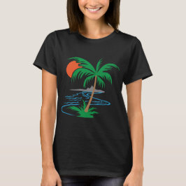 Palm Tree by the River | Tropical Sunset Art Tシャツ