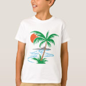 Palm Tree by the River | Tropical Sunset Art Tシャツ (正面)