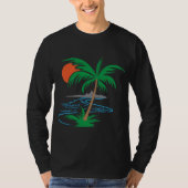 Palm Tree by the River | Tropical Sunset Art Tシャツ (正面)