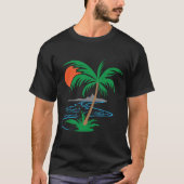 Palm Tree by the River | Tropical Sunset Art Tシャツ (正面)