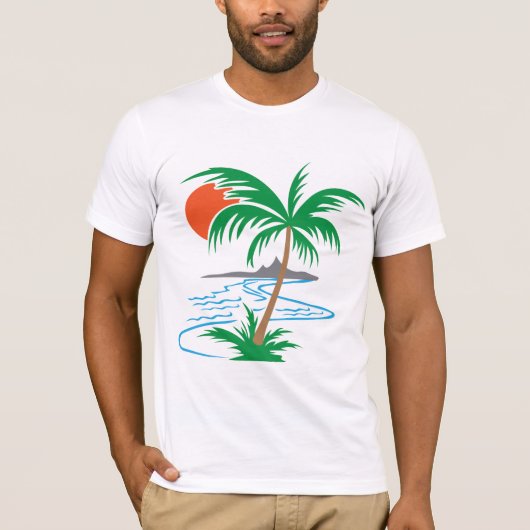 Palm Tree by the River | Tropical Sunset Art Tシャツ (正面)