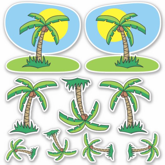 Palm Tree Cartoonのステッカーセット シール (正面)