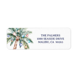 Palm Tree Christmas Tree Return Address ラベル