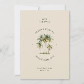 Palm Tree Destination Elegant Coastal Wedding セーブザデート (正面)