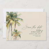 Palm Tree Destination Elegant Coastal Wedding セーブザデート (正面)