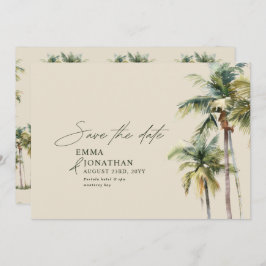 Palm Tree Destination Elegant Coastal Wedding セーブザデート