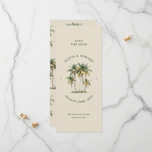 Palm Tree Destination Elegant Coastal Wedding セーブザデート (正面/裏面インサイチュ)