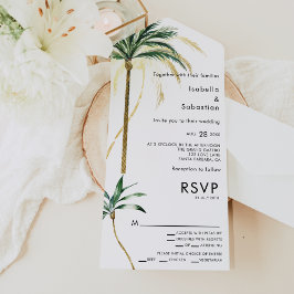 Palm Tree Destination Entree Choice RSVP 結婚's オールインワン招待状
