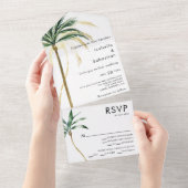 Palm Tree Destination Entree Choice RSVP 結婚's オールインワン招待状 (貼ってはがせる)