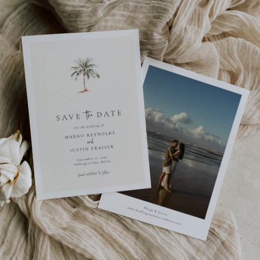 Palm Tree Destination Wedding Photo Save The Date 招待状