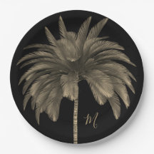 Palm Tree Elegant Retro Chic Black