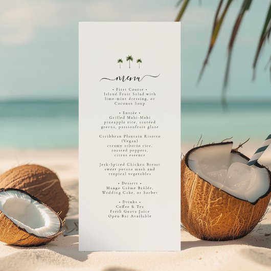 Palm Tree Elegant Script Modern Tropical Wedding メニュー