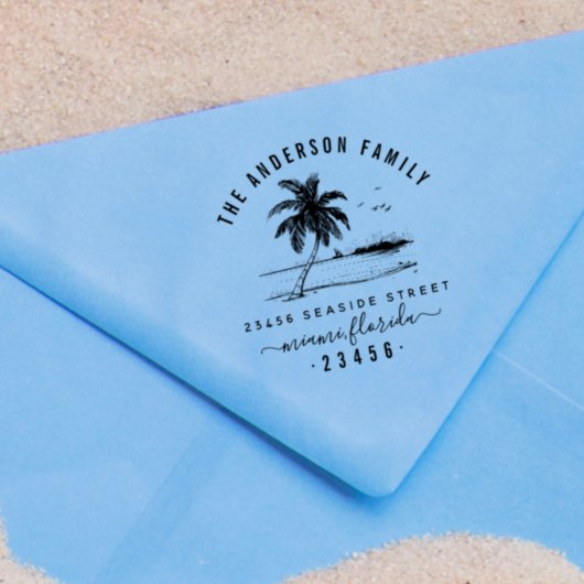 Palm Tree & Family Nameスクリプト差出人住所 セルフインキングスタンプ