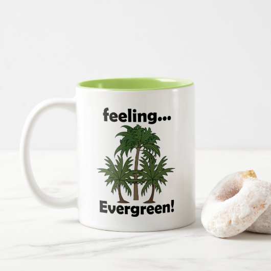 Palm Tree Feeling Evergreen Tropical Funny ツートーンマグカップ (ドーナツ)