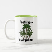 Palm Tree Feeling Evergreen Tropical Funny ツートーンマグカップ (左)