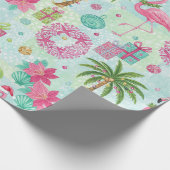 Palm Tree Flamingo Tropical Vibes ラッピングペーパー (角)