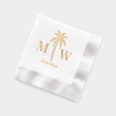 Palm Tree Initial Couple Wedding Monogram Date #5 箔ナプキン (左)