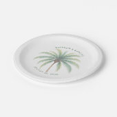 Palm Tree Island Destination Green Wedding ペーパープレート (アングル)