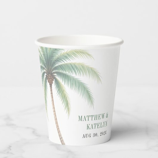 Palm Tree Island Destination Green Wedding 紙コップ (裏面)