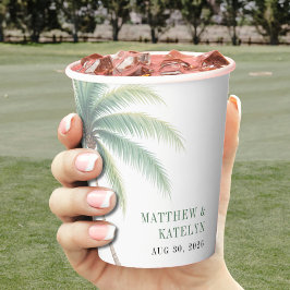 Palm Tree Island Destination Green Wedding 紙コップ
