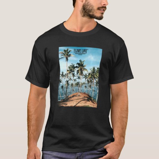 Palm Tree Island Tropical Summer Photo Artwork I L Tシャツ (正面)