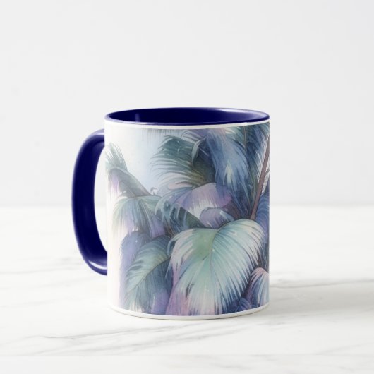 Palm Tree Leaves Close Up Art Mug Cup マグカップ (正面左)