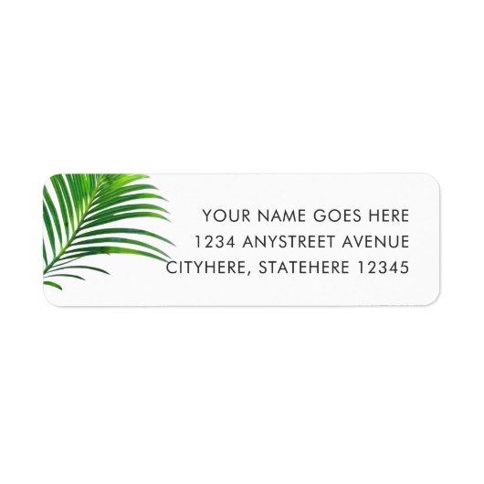 Palm Tree Leaves Modern Return Address Label ラベル (正面)
