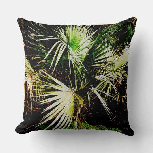 Palm Tree leaves pattern chic tropical クッション (正面)