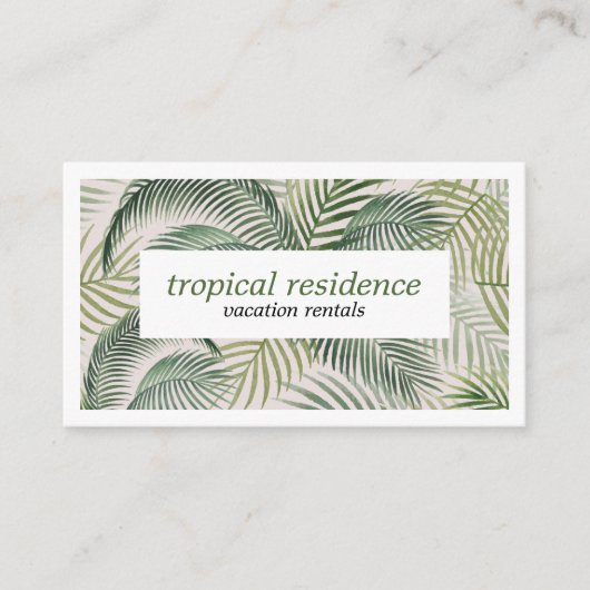 Palm tree leaves tropical Island COASTAL 名刺 (正面)