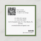 Palm tree leaves tropical Island COASTAL QR CODE スクエア名刺 (裏面)