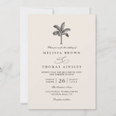 Palm Tree Minimalist Destination QR Code Wedding 招待状 (正面)