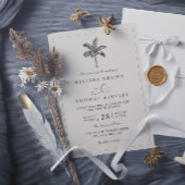 Palm Tree Minimalist Destination QR Code Wedding 招待状