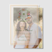 Palm Tree Monogram Crest Vellum Beach Wedding ベラム紙招待状 (オフセット (カップル))