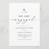 Palm Tree Monogram Photo Beach Engagement Party 招待状 (正面)