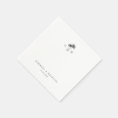 Palm Tree Monogram Tropical Destination Wedding スタンダードカクテルナプキン (角)