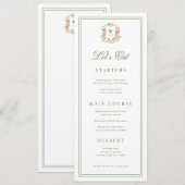 Palm Tree Monogram Tropical Wedding Menu Card 招待状 (正面/裏面)